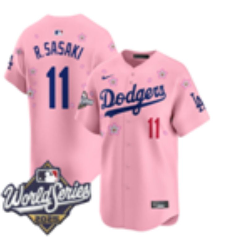 Men Nike 2026 Los Angeles Dodgers #11 R.Sasaki Pink Sakura Edition Game MLB Jersey 01
